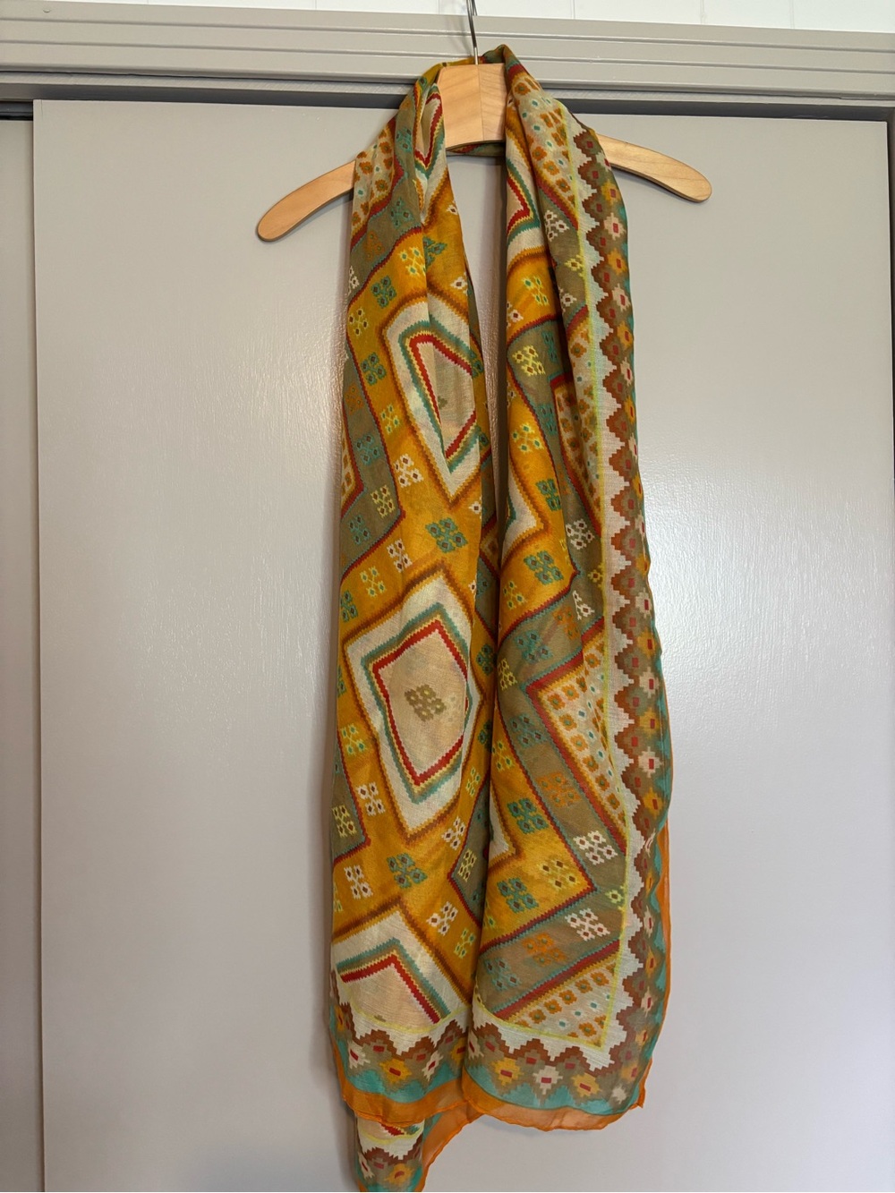 Mustard Geometric Pattern Scarf NWT